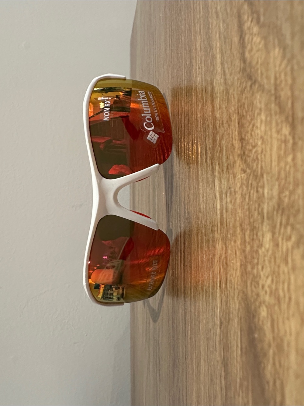 Columbia White Frame with Orange Mirrored Lenses Wall Accent